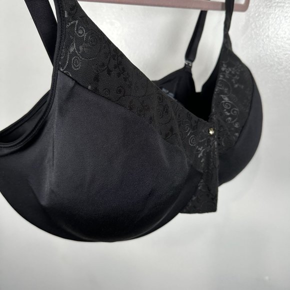 Bali 42DDD Bra Womens Black Underwire Floral Adjustable Straps Back Clasp - Picture 6 of 16